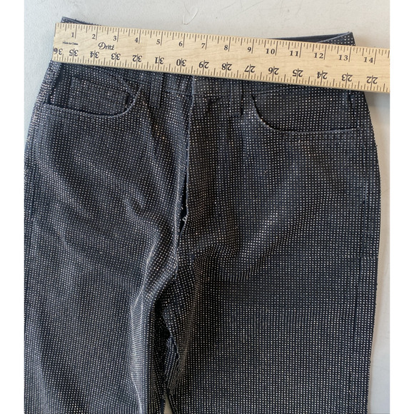Zara Pants Womens 2 Straight Cut Rhinestone Jeans Black Festival Going Out NYE - Picture 11 of 13